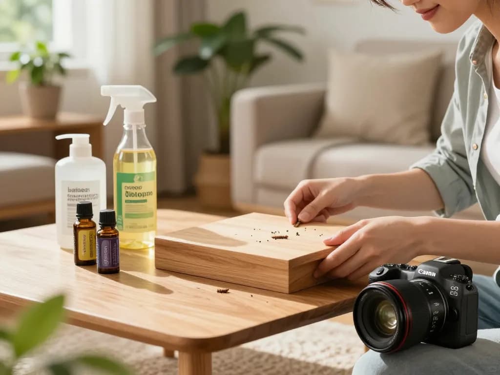 Esaminando i mobili in legno per segni di infestazione, discutendo tarli del legno come eliminarli con soluzioni naturali.