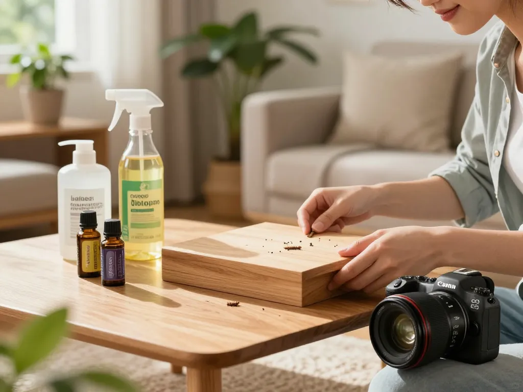Esaminando i mobili in legno per segni di infestazione, discutendo tarli del legno come eliminarli con soluzioni naturali.
