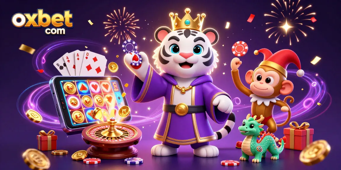Win big with oxbet com in an exciting 3D casino scene full of vibrant game elements.
