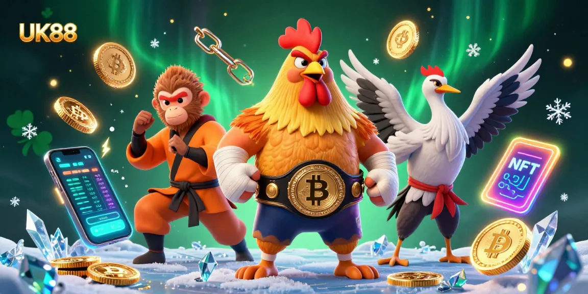 Engage with thrilling slots and crypto on UK88, featuring dynamic characters and casino elements.