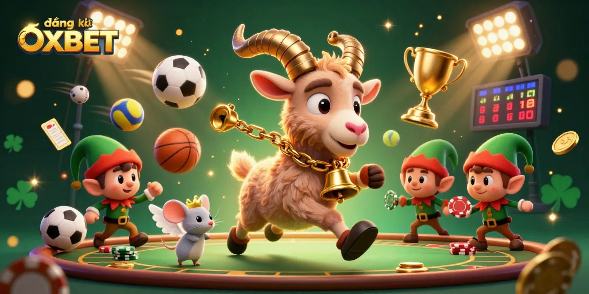 Engage in đăng ký OXBET at a vibrant casino scene filled with festive chaos and playful characters.