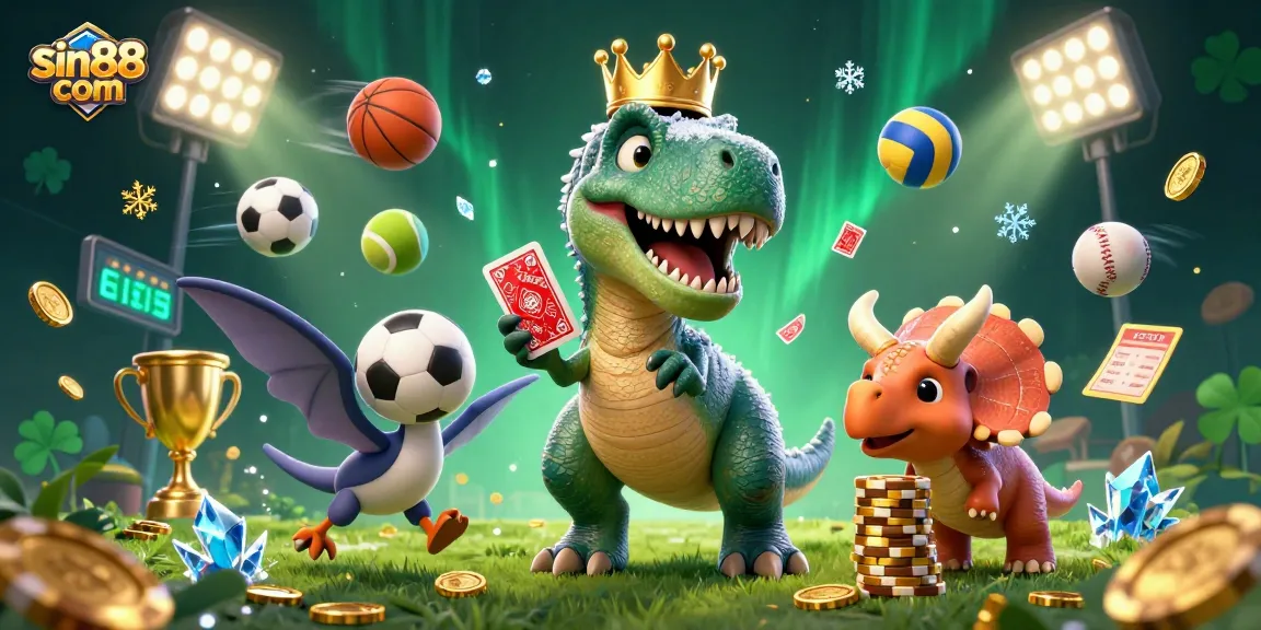 Experience thrilling gameplay at sin88 com by placing bets amidst vibrant sports elements in a dynamic casino scene.