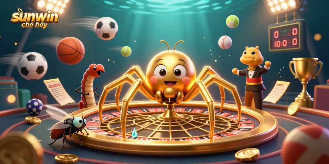 Experience the excitement at sunwin chính thức with a golden roulette wheel spun by unique characters, capturing thrilling betting moments.